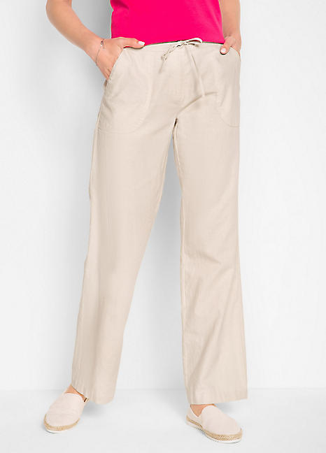 Linen Blend Trousers by bonprix | Freemans