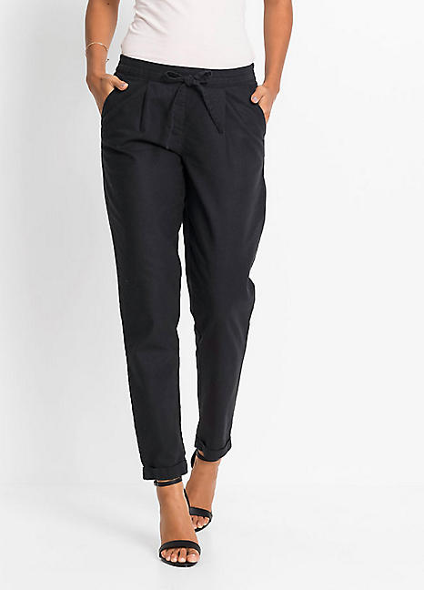 Linen Blend Trousers by bonprix | Freemans