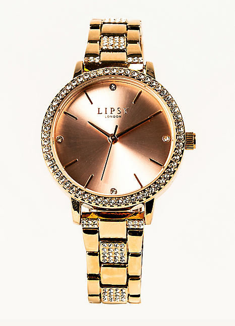 Lipsy Rose Gold Bracelet Watch with Rose Gold Sunray Dial Freemans