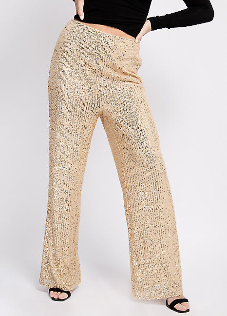 Little Mistress Gold Sequin Trousers by Vogue Williams Freemans