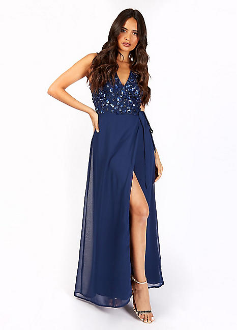 Little mistress cap sleeve embellished maxi best sale