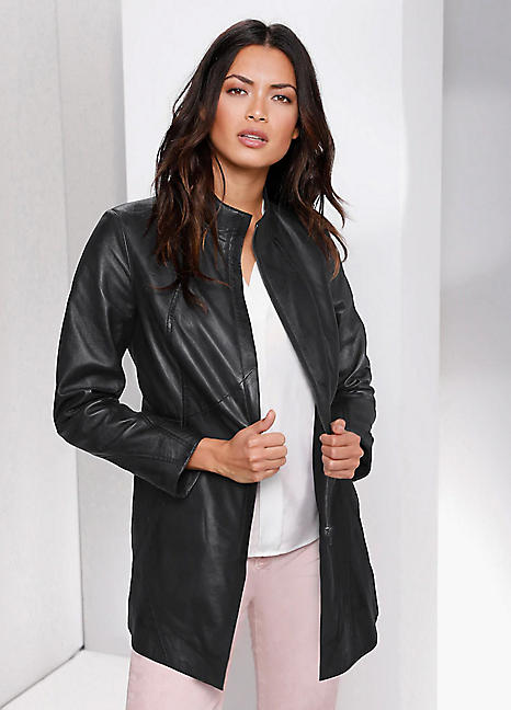longline leather coat
