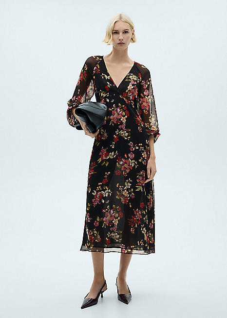 midi summer garden party dress Midi Elegant Floral Applique Gown with Voluminous Skirt – Spring/Summer  Party Dress for Garden Parties, Weddings & Outdoor Events