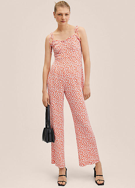 Mango Floral Strappy Jumpsuit