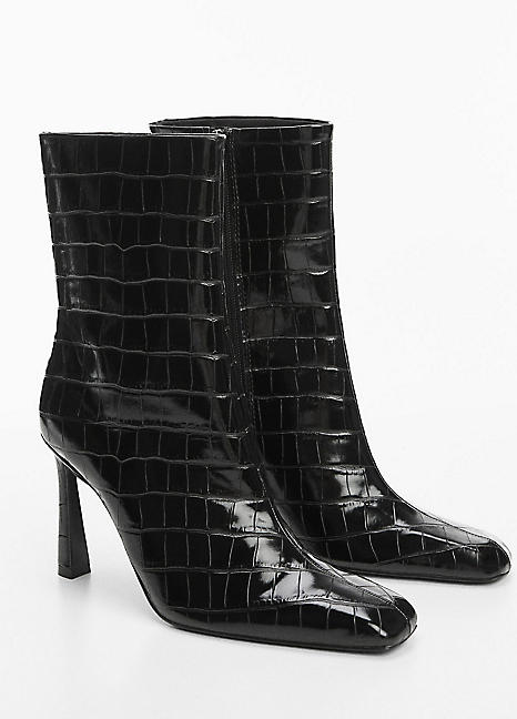 mango croc effect ankle boots