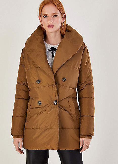 Monsoon Shannon Sustainable Shawl Collar Padded Coat Freemans