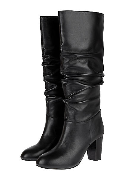 soft leather slouch boots