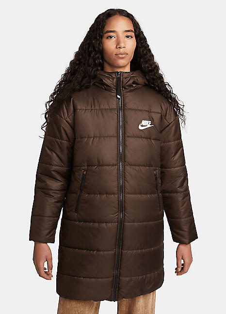 nike quilted zip front hooded jacket