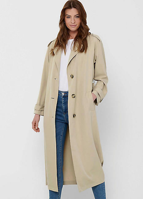 Together Stone Longline Trench Coat