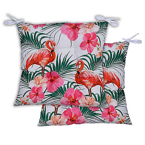 Pair of Flamingo and Palm Tree Pattern Seat Cushions Freemans