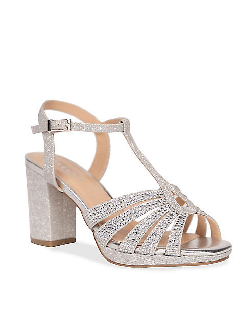 Paradox London Tori Silver Glitter Wide Fit Platform Sandals