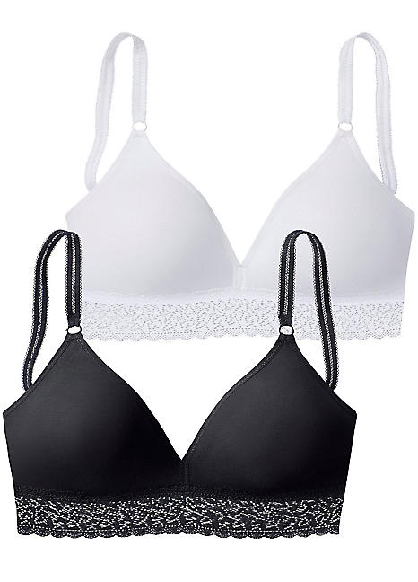 Petite Fleur Pack of 2 Lace Trim Bralettes