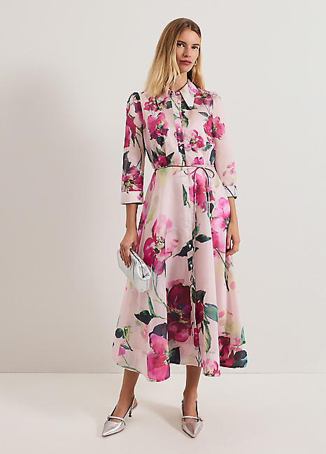 【Phase Eight】Breena プリント ベルト フレア シャツ ドレス Breena Pleated Belted Dress | Phase Eight UK |