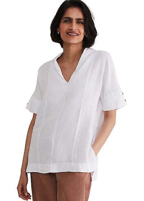 Phase Eight Carita V Neck Linen Blouse