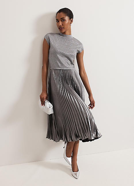 Phase Eight Jayla Metallic Knitted Dress | Freemans