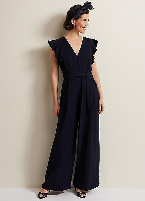Phase Eight Kallie V-Neck Frill Jumpsuit | Freemans