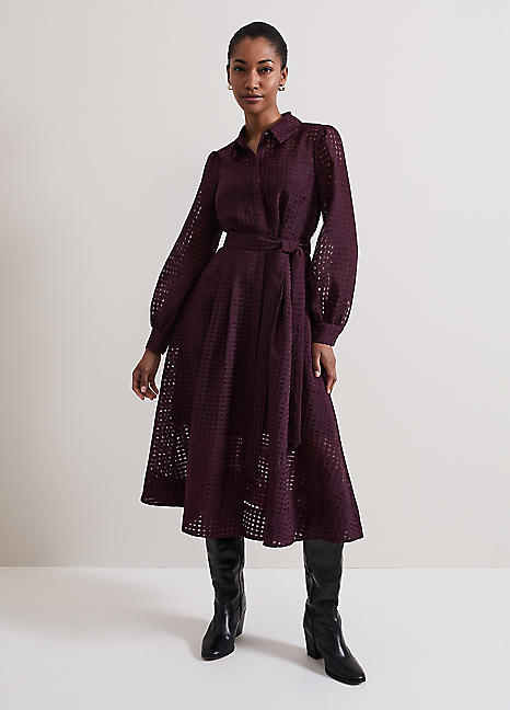 【関税込】PhaseEight ワンピース☆Natalie Shirt Dress, Purple Phase Eight Natalie Floral Check Dress, Lilac