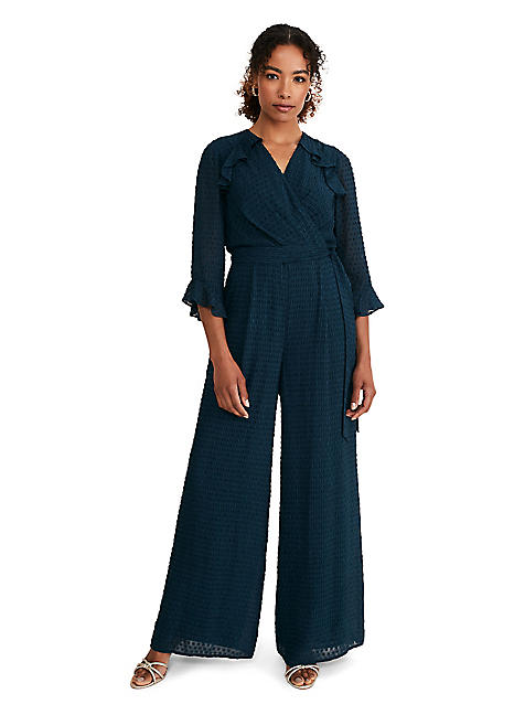 HUECLOSET Swan Tweed Long One Piece 25KERO２99 phase-eight-wrap-wide-leg-