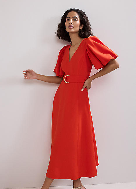 Phase Eight☆Zarah ザラ パフスリーブ ミディドレス♪送料込 Phase Eight Zarah Midi Dress | Freemans