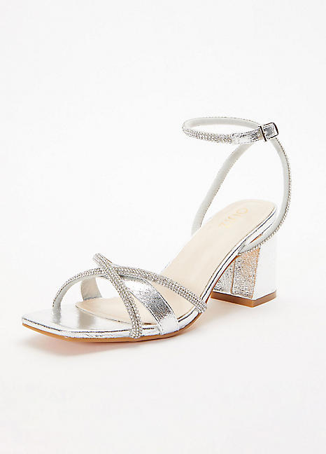 Quiz silver hot sale diamante wedges