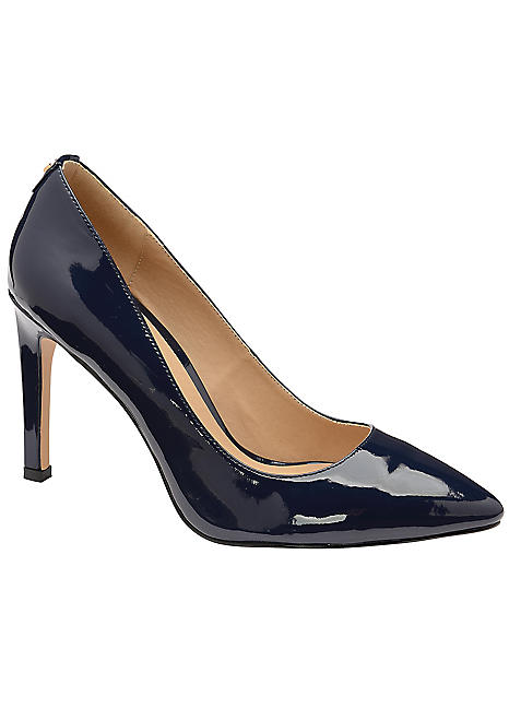 Ravel Navy Patent Edson Heeled Court Shoes | Freemans