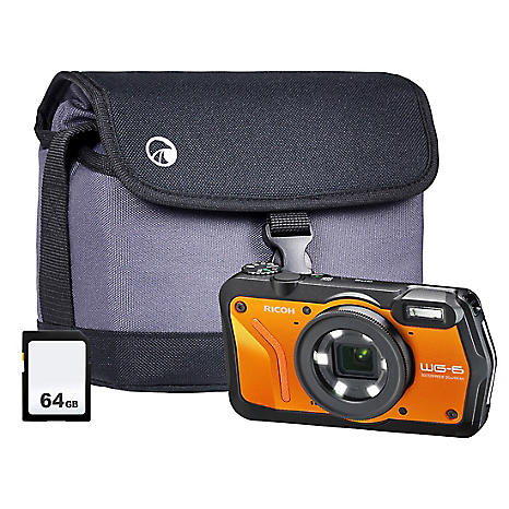 Ricoh WG-6 Tough Camera Kit inc 64GB Card - Orange