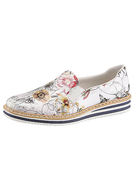 floral print loafers