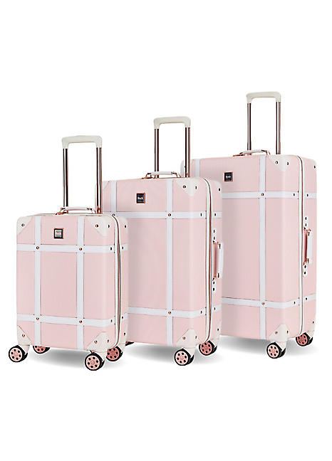 Pink vintage luggage sets on sale