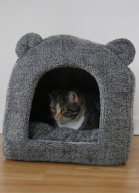 rosewood grey teddy bear cat bed
