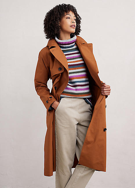 Seasalt Cornwall Brown Penweathers Waterproof Trench Coat Freemans