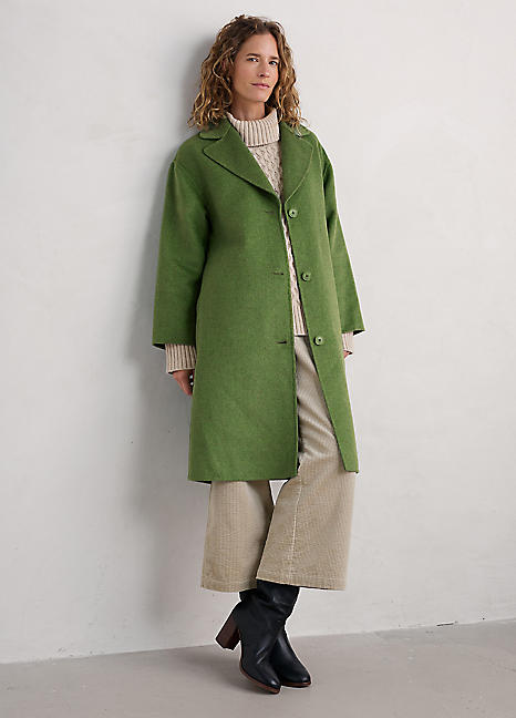 Seasalt Cornwall Green Pensilva Wool Blend Coat | Freemans