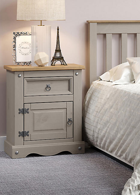 Grey pine bedside table discount