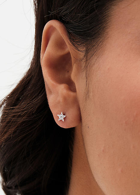 Simply Silver Sterling Silver 925 Cubic Zirconia Star Stud