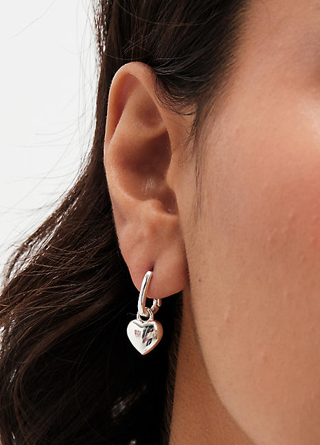 Sterling silver charm hoop earrings discount