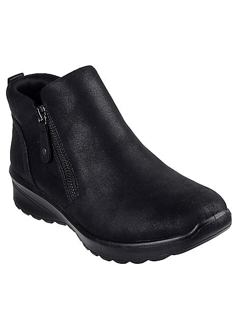 Skechers Black Lovely Vibe Fall In Bloom Ankle Boots Freemans