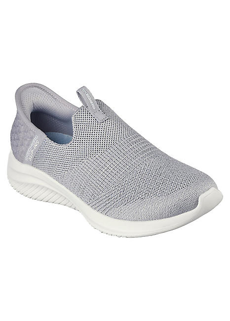 Skechers Ladies Grey Slip-ins Ultra Flex Smooth Step Trainers