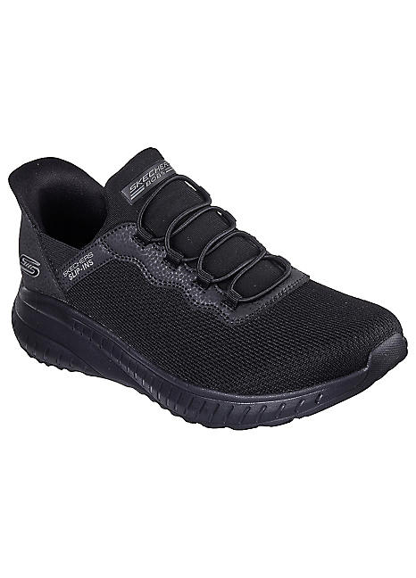Skechers Wide Fit Black Bobs Squad Chaos Slip-Ins Gore Bungee