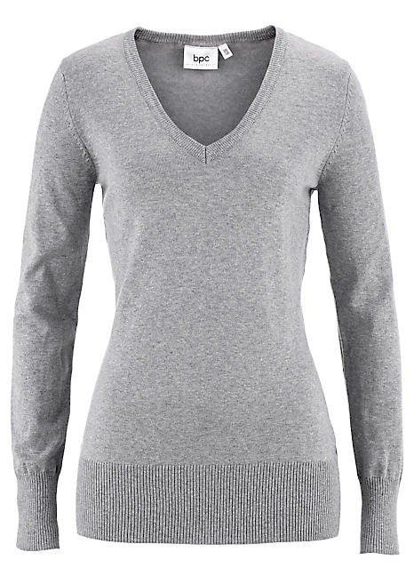 Smooth Knit V-Neck Jumper by bpc bonprix collection | Freemans