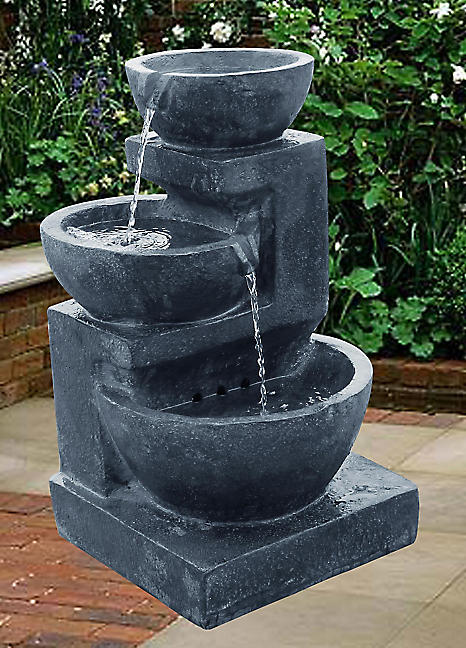 solar tier garden cascade feature water fountain powered lights led freemans zoom