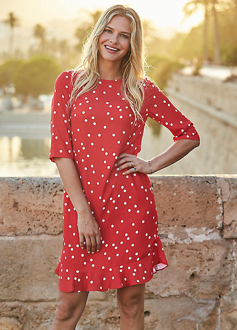 Sosandar Frill Hem Shift Dress Buy Sosandar Natural Snake Print