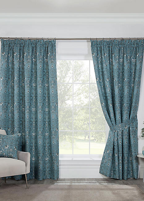 Cotswold Jacquard Pair of Fully Lined Pencil Pleat Curtains by Alan Symonds