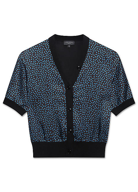 Ted Baker Briala Printed Front Short Sleeve Crop Cardigan Freemans