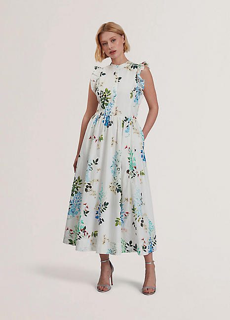 ☆Ted Baker☆ フローラルフリル袖ミディドレス・ GIOLIA♪ Ted Baker Giolia Floral Midi Dress | Bloomingdale's