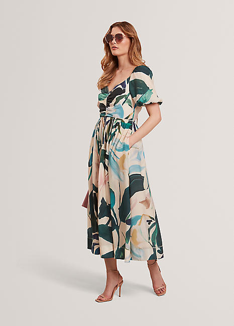 Ted Baker Moyla Leaf Print Midi Dress | Freemans