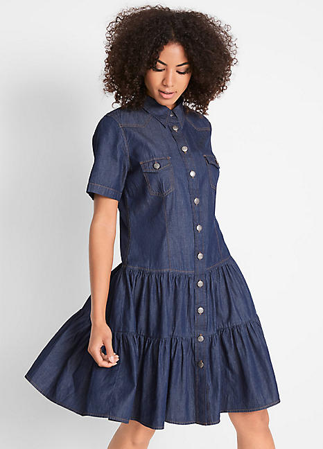 Tiered Denim Dress by bonprix | Freemans