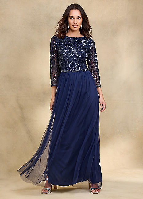 Together Navy Beaded Maxi Dress | Freemans Together Navy Beaded Maxi Dress | Freemans