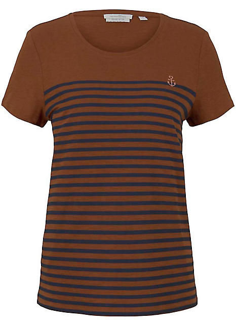 TOM TAILOR Men's T-Shirt Striped Anchor