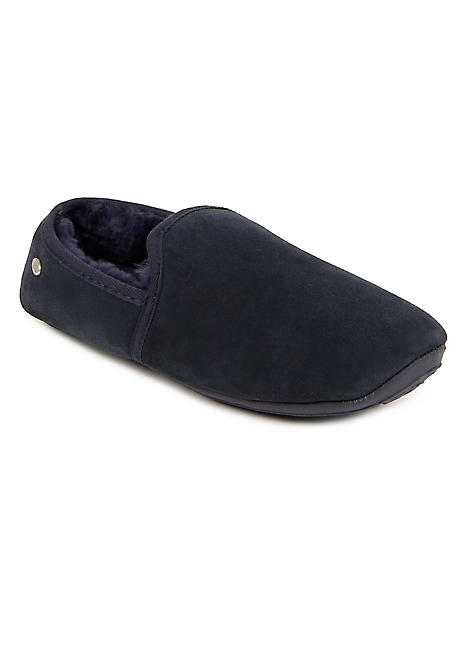 Totes Just Sheepskin Mens Garrick Full Back Slippers In Midnight