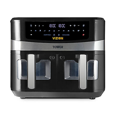 Vytronix DD9L Dual Zone Air Fryer 2 Drawer 9L Family Size Efficient 2400W  Black