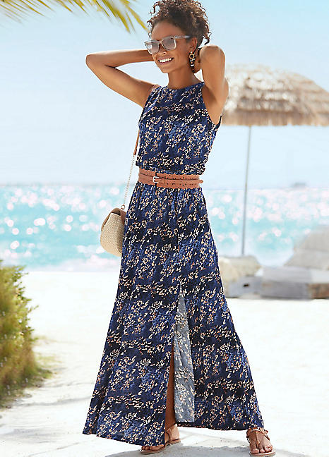 knee length dresses for ladies African Maxi Dresses for Women - Sleeveless Turtleneck Dress main image 0